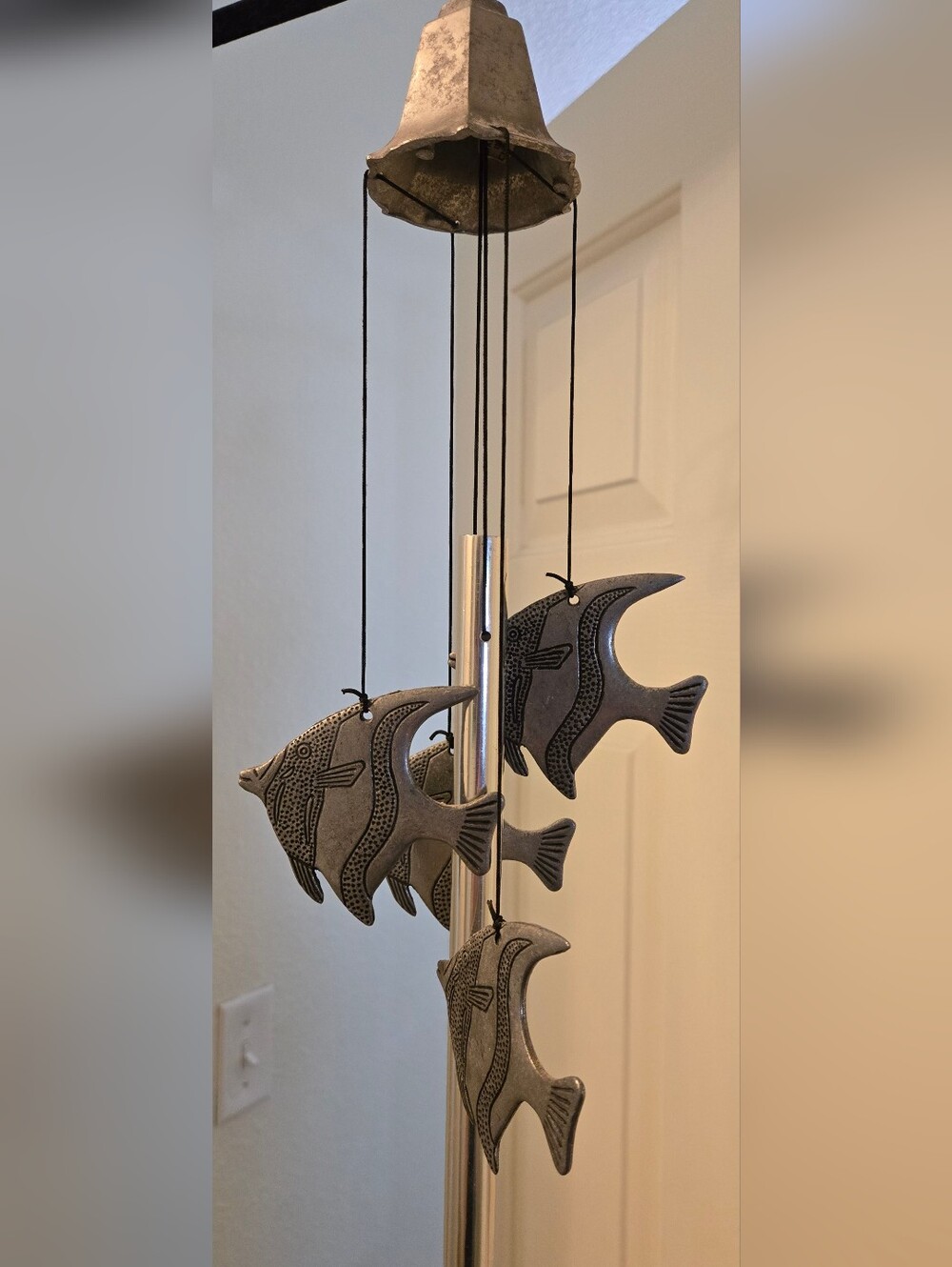 Vintage Patinaed Angel Fish Stainless Steel Wind Chime - Picture 2 of 5